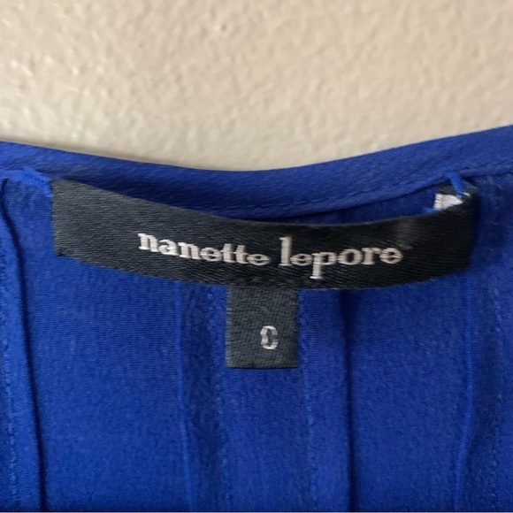 Nanette Lepore 100% Silk Blue Ruffle Short Sleeve Dynasty Blouse Size 0 - Picture 9 of 11